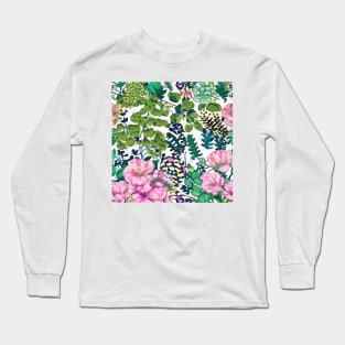 Garden shrubs seamless pattern Long Sleeve T-Shirt